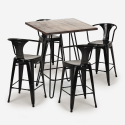 ensemble table bois 60x60cm 4 tabourets industriel cuisine bar mason noix Caractéristiques