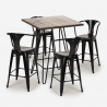 ensemble table bois 60x60cm 4 tabourets industriel cuisine bar mason noix Caractéristiques