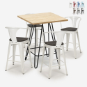 ensemble 4 tabourets table bois métal 60x60cm industriel mason wood Offre