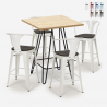 ensemble 4 tabourets table bois métal 60x60cm industriel mason wood Offre
