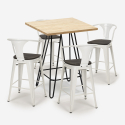 ensemble 4 tabourets table bois métal 60x60cm industriel mason wood Prix