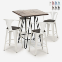 Industriële set met 4 barkrukken en een tafel 60x60 cm Mason Noix Wood Aanbieding