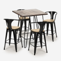 Industriële set met 4 barkrukken en een tafel 60x60 cm Mason Noix Top Light Model