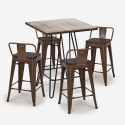houten metalen salontafel set 60x60cm 4 krukken Lix mason noix steel top Model