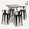 Industriële set met 4 barkrukken en een tafel 60x60 cm Mason Noix Steel Top Light Korting