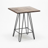 ensemble 4 tabourets style table 60x60cm industriel mason noix steel top light 