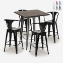 Industriële set met hoge tafel 60x60 cm en 4 barkrukken Bruck Kortingen