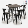 Industriële set met hoge tafel 60x60 cm en 4 barkrukken Bruck Kortingen