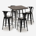 Industriële set met hoge tafel 60x60 cm en 4 barkrukken Bruck Prijs