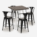 Industriële set met hoge tafel 60x60 cm en 4 barkrukken Bruck White Prijs