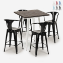Industriële set met hoge tafel 60x60 cm en 4 barkrukken Bruck White Kortingen