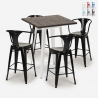 Industriële set met hoge tafel 60x60 cm en 4 barkrukken Bruck White Kortingen