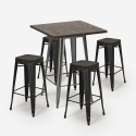 ensemble table haute 60x60cm 4 tabourets bois industriel bar bent Réductions