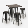 Industriële set met hoge bartafel 60x60 cm en 4 barkrukken Bent Kortingen