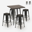 Industriële set met hoge bartafel 60x60 cm en 4 barkrukken Bent Verkoop