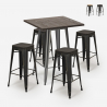 ensemble table haute 60x60cm 4 tabourets bois industriel bar bent Vente