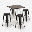 Industriële set met hoge bartafel 60x60 cm en 4 barkrukken Bent White Kortingen
