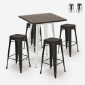 Industriële set met hoge bartafel 60x60 cm en 4 barkrukken Bent White Verkoop