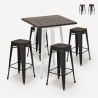 Industriële set met hoge bartafel 60x60 cm en 4 barkrukken Bent White Verkoop
