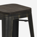 industriële salontafel set 60x60cm 4 Lix krukjes hout metaal oudin noix Afmetingen