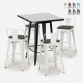 Set met hoge zwarte metalen tafel 60x60 cm en 4 barkrukken Buch Black Aanbieding