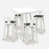 ensemble 4 tabourets table 60x60cm métal blanc industriel buch white Prix