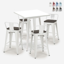 ensemble 4 tabourets table 60x60cm métal blanc industriel buch white Offre