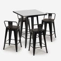 ensemble 4 tabourets style table noire 60x60cm métal industriel buch black 