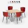 Industriële set met 4 stoelen en vierkante tafel 80x80 cm Claw Light Kortingen