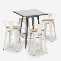 ensemble table 60x60cm 4 tabourets style métal et bois industriel bucket steel Choix