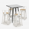 ensemble table 60x60cm 4 tabourets style métal et bois industriel bucket steel Choix