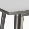set tavolino industriale metallo 60x60cm 4 sgabelli legno Lix bucket steel 