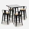 Industriële metalen set met zwarte tafel 60x60 cm en 4 barkrukken Bucket Steel Black Catalogus