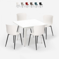 Industriële set met 4 stoelen en vierkante tafel 80x80 cm Wrench Light Aanbieding