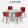 Ensemble de 4 Chaises et 1 Table Carrée 80x80cm Design Industriel Cuisine Bar Restaurant Wrench Offre