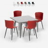 Industriële set met 4 stoelen en vierkante tafel 80x80 cm Wrench Aanbod