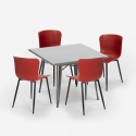 Industriële set met 4 stoelen en vierkante tafel 80x80 cm Wrench Karakteristieken