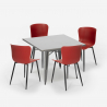 Industriële set met 4 stoelen en vierkante tafel 80x80 cm Wrench Karakteristieken