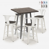 Set met hoge tafel 60x60 cm en 4 industriële metalen barkrukken Bruck Wood Aanbod