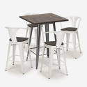Set met hoge tafel 60x60 cm en 4 industriële metalen barkrukken Bruck Wood Afmetingen