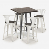 Set met hoge tafel 60x60 cm en 4 industriële metalen barkrukken Bruck Wood Afmetingen