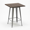 hoge houten salontafel set 60x60cm 4 krukjes metaal Lix industrieel bruck wood 