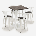 ensemble 4 tabourets table 60x60cm bois métal bar bruck wood white Caractéristiques