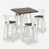 ensemble 4 tabourets table 60x60cm bois métal bar bruck wood white Caractéristiques