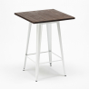 ensemble 4 tabourets table 60x60cm bois métal bar bruck wood white 