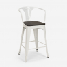 ensemble 4 tabourets table 60x60cm bois métal bar bruck wood white 