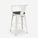ensemble 4 tabourets table 60x60cm bois métal bar bruck wood white 