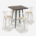 ensemble table 60x60cm et 4 tabourets de style bar cuisine industriel bruck top light Choix