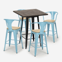 Industriële set met hoge tafel 60x60 cm en 4 barkrukken Bruck Black Top Light Keuze