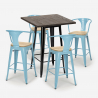 Industriële set met hoge tafel 60x60 cm en 4 barkrukken Bruck Black Top Light Keuze